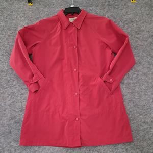 LL Bean Trench Coat Womens Medium Pink Detachable Liner Horse Mark Check